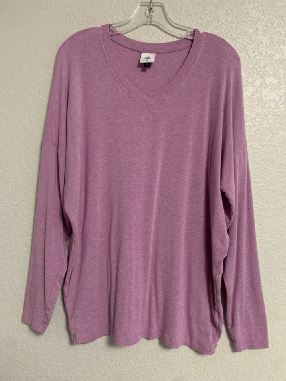 Cabi Tee Top Womens M Serenity Oversized Long Sleeve Vneck Mauve Pink #5744